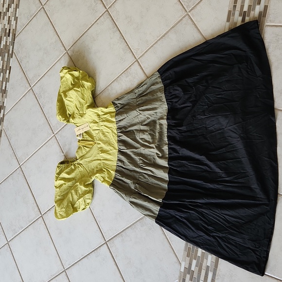 NWT ❗️ wishing waves olive green and black long dress small size - Picture 12 of 15